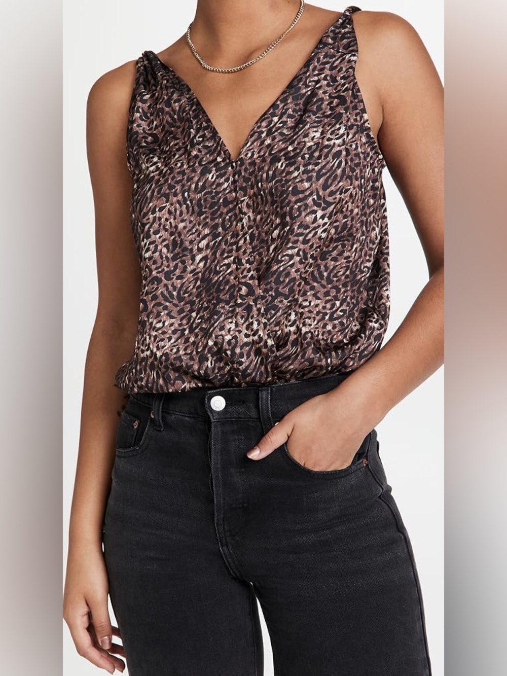 PAIGE Nadynne Leopard Animal Print Bodysuit in Mocha Brisque Size XS